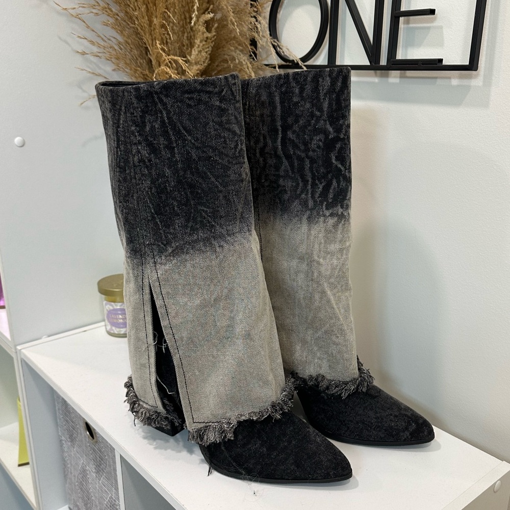 Denim Foldover Cowboy Boots